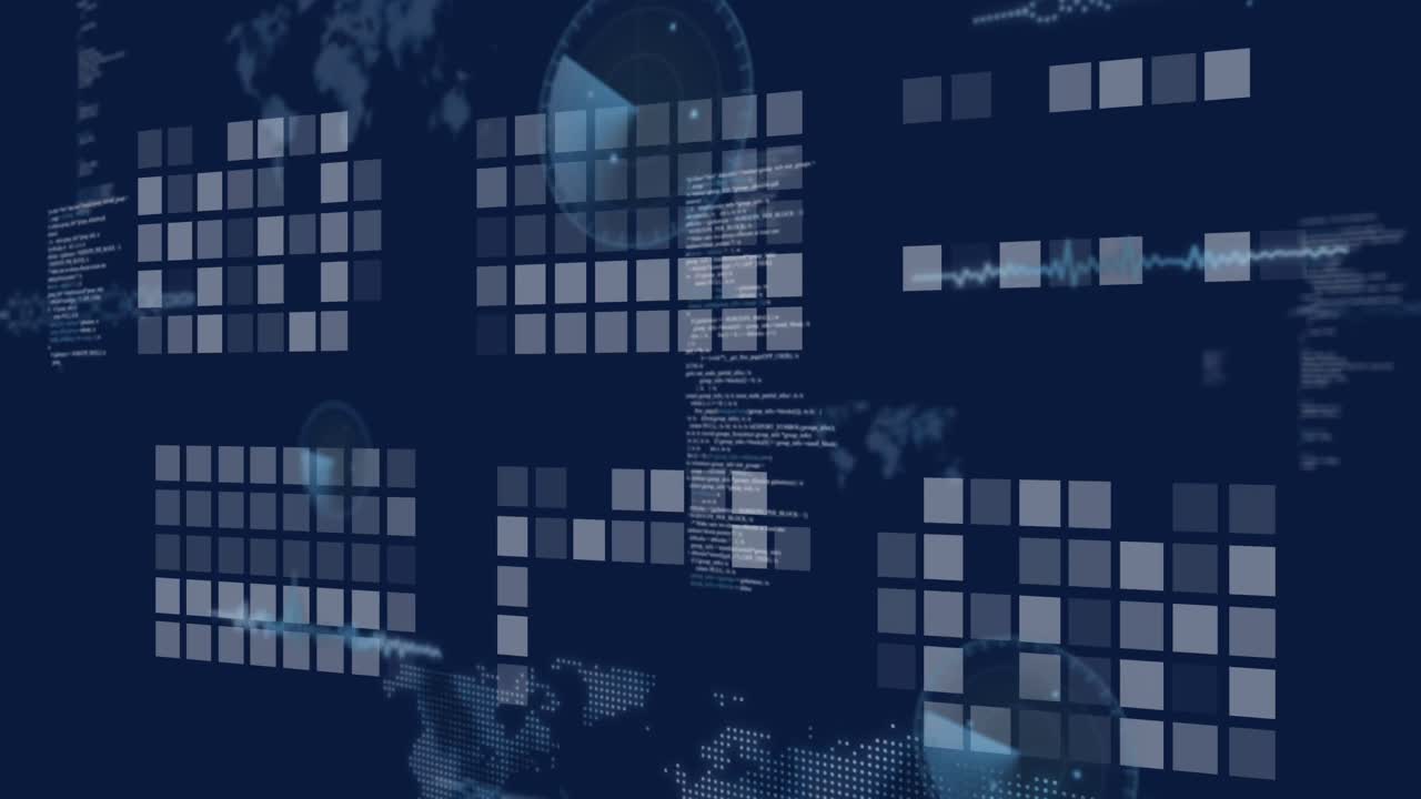 디지털 그리드를 통한 데이터 처리의 애니메이션