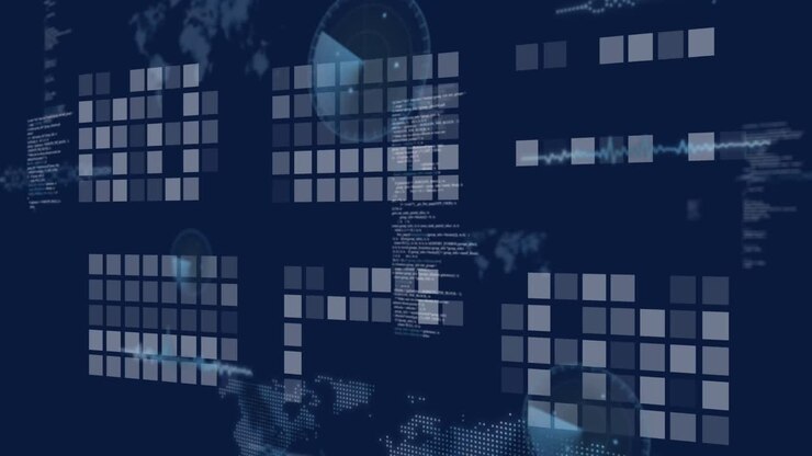 Animation of data processing over digital grid