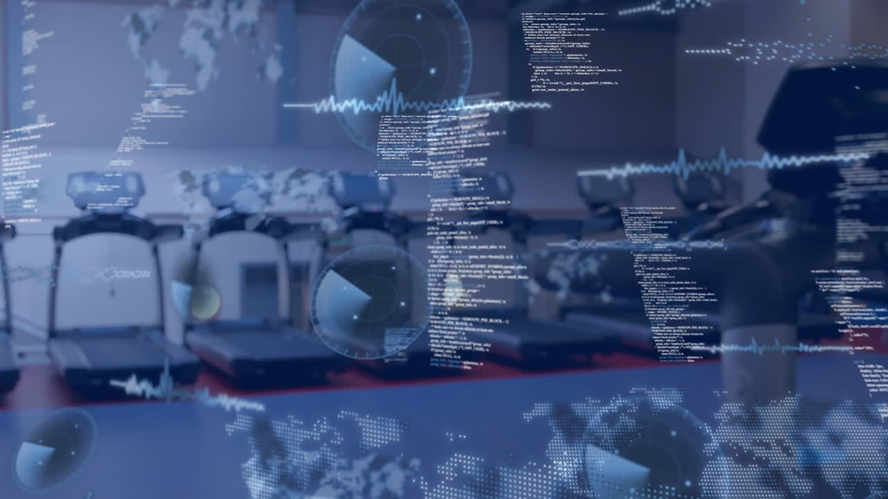 체육관 장비를 통해 데이터 처리의 애니메이션