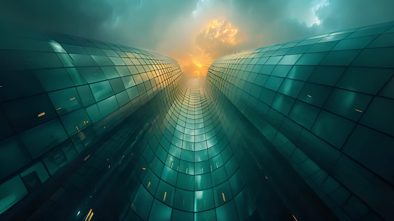 Curving Glass Skyscrapers Reaching for a Dramatic Sky