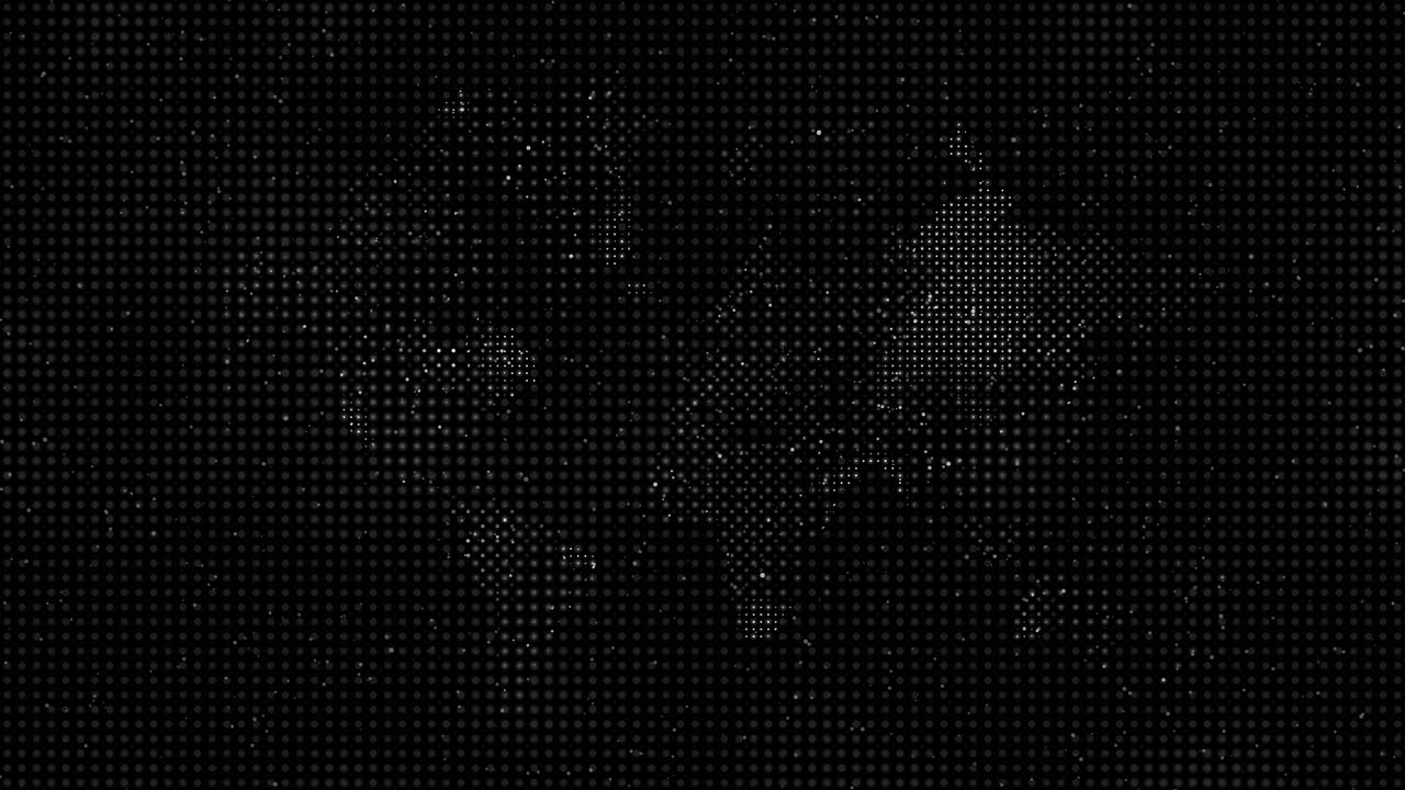 Abstract world map with flowing particles,Loopable - symbolizing global networks, virtual communication, and data flow, digital analytics