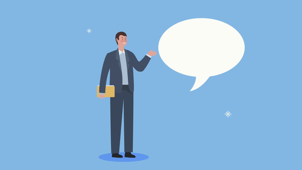 elegant businessman speaking character animation