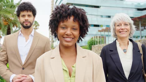 diverse business team outdoors