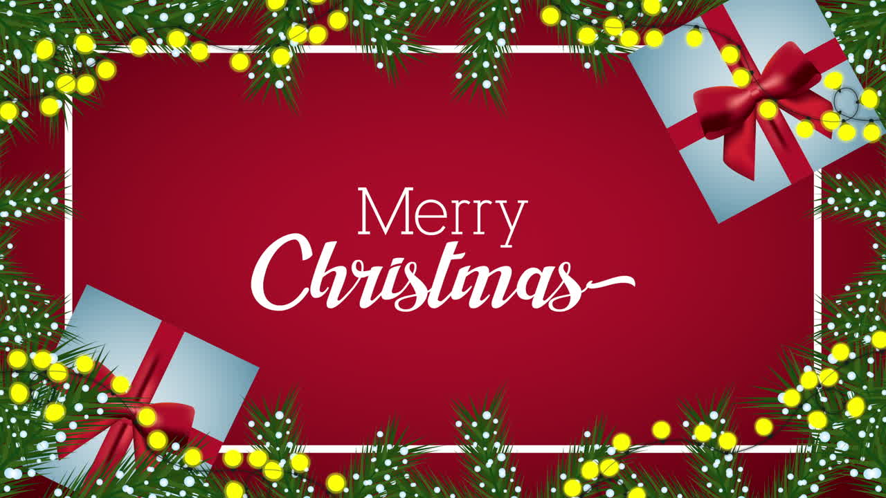 feliz animación de navidad con regalos y coronas
