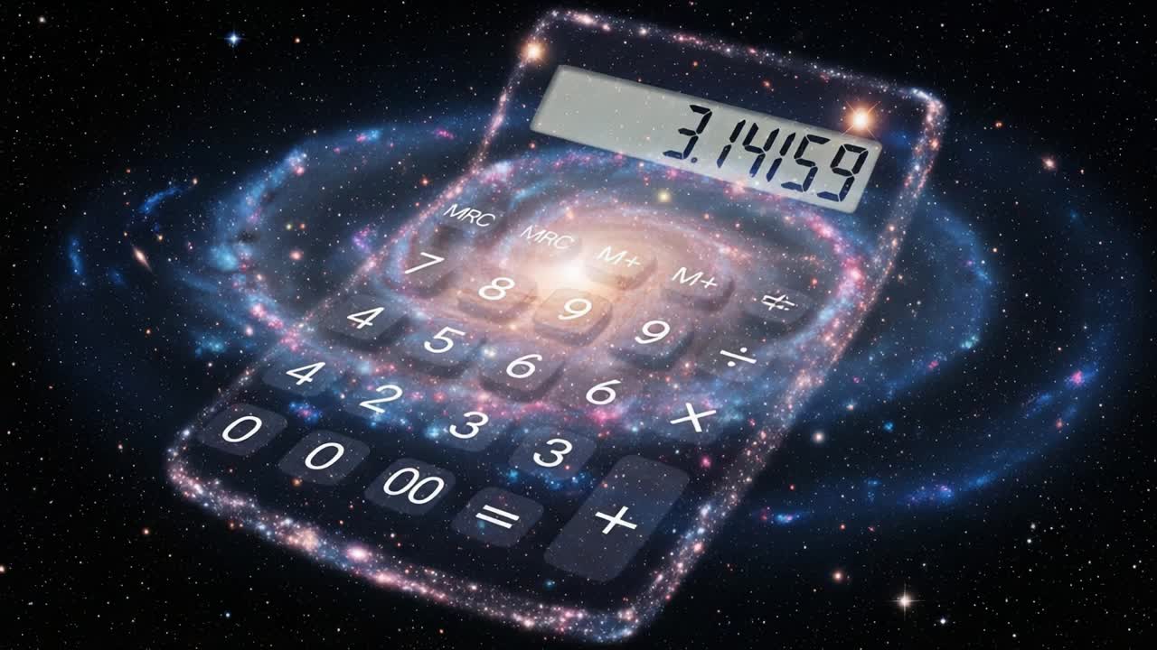 A Cosmic Calculation: A Celestial Calculator Displaying the Enigmatic Value of Pi as It Illuminates the Mysteries of the Universe and Geometry