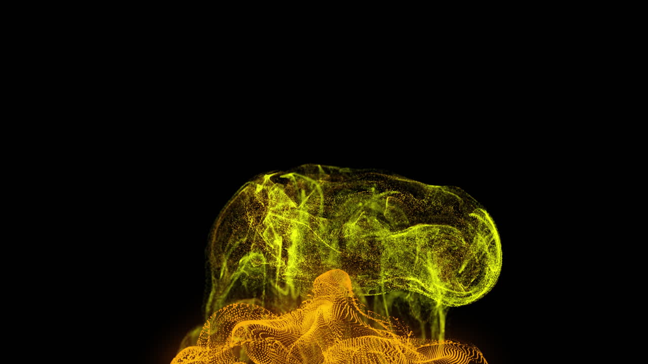 анимация точек, образующих волны на черном фоне.