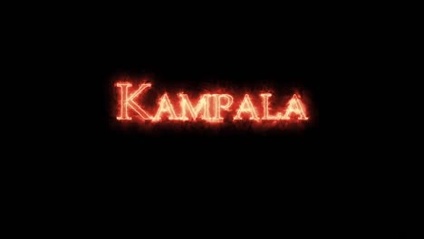 kampala written with fire. loop