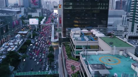 bangkok cityscape with heavy traffic