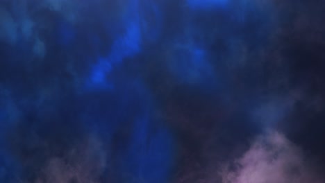 thunderstorm in dark blue sky with moving clouds