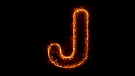 alphabet j word hot animated burning realistic fire flame loop.