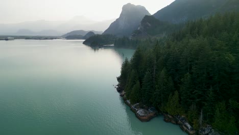 aerial coastline view of stawamus chief, squamish, bc, canada