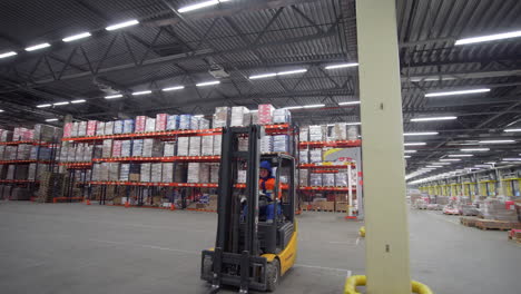 warehouse operations with forklift and workers