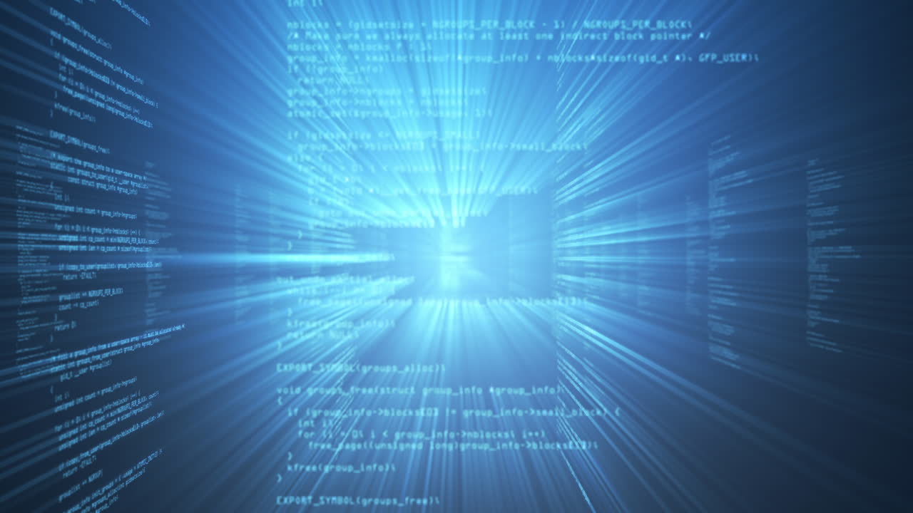 검은색 배경에 디지털 정보의 애니메이션