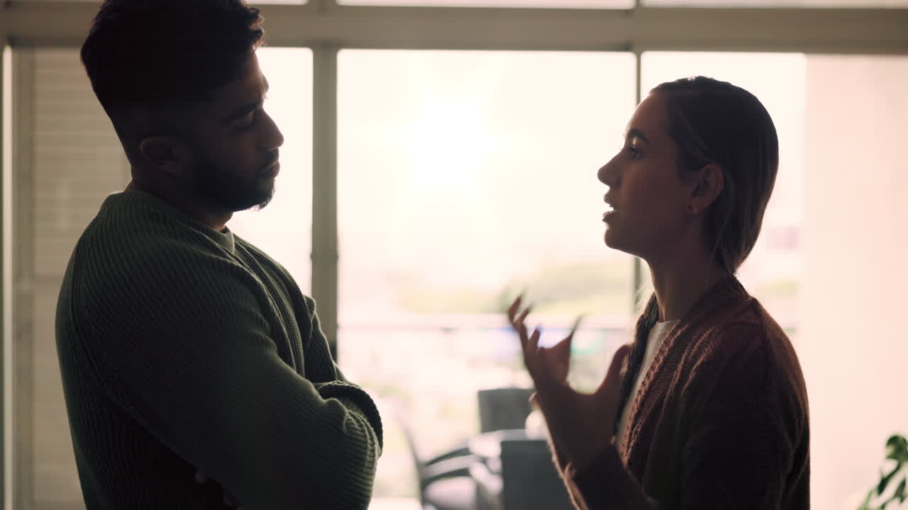 Angry couple fight in home