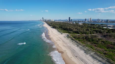 scenic seascape in gold coast, queensland, australia at daytime - aerial pullback