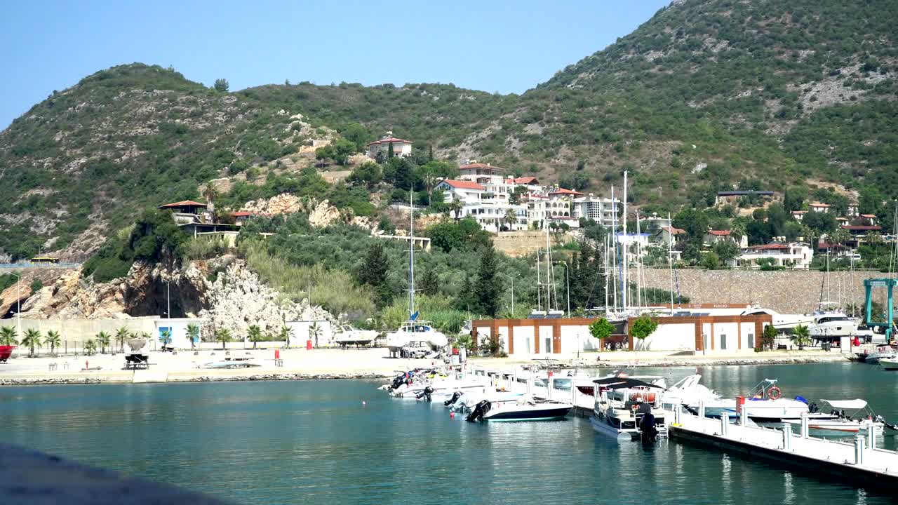 a ship in port. view from the stern of the ship