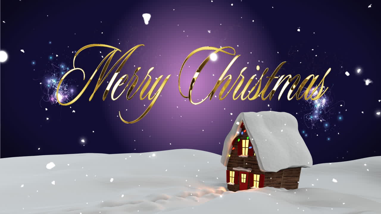크리스마스 축하 문자의 애니메이션 크리스마스 겨울 풍경 위에 텍스트