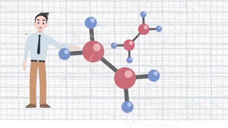 Animation-of-man-talking-over-chemical-structures-icons