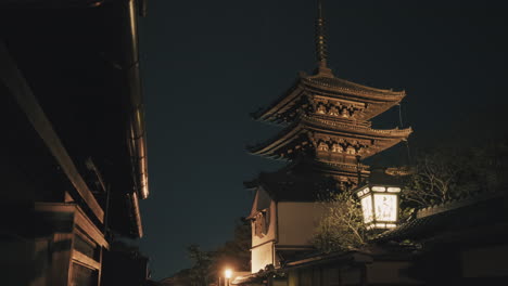 night view of a japanese pagoda