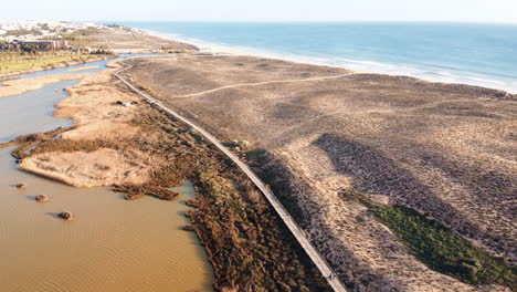 aérea sobre el paisaje desolado costero de portugal