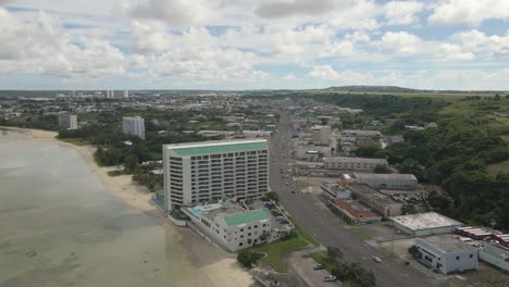 Aerial-Drone-footage-panning-over-Agana-Bay-on-the-Island-of-Guam