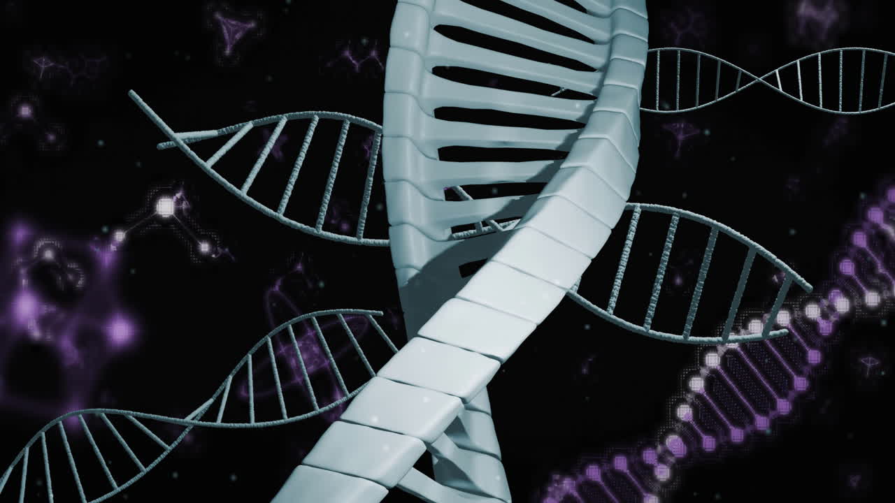 DNA strand processing with binary coding, scientific data animation in school lab