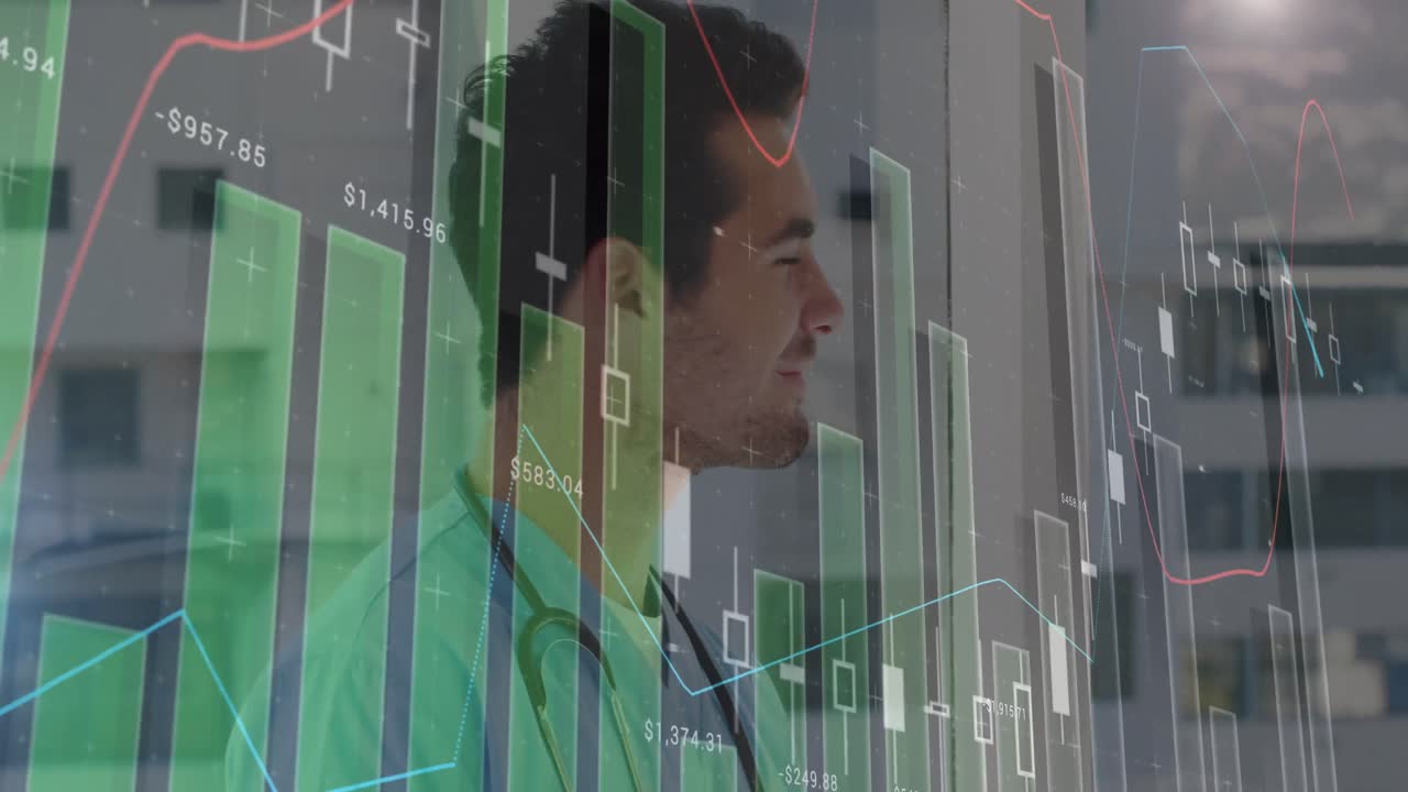 animación de las estadísticas y el procesamiento de datos sobre el médico masculino