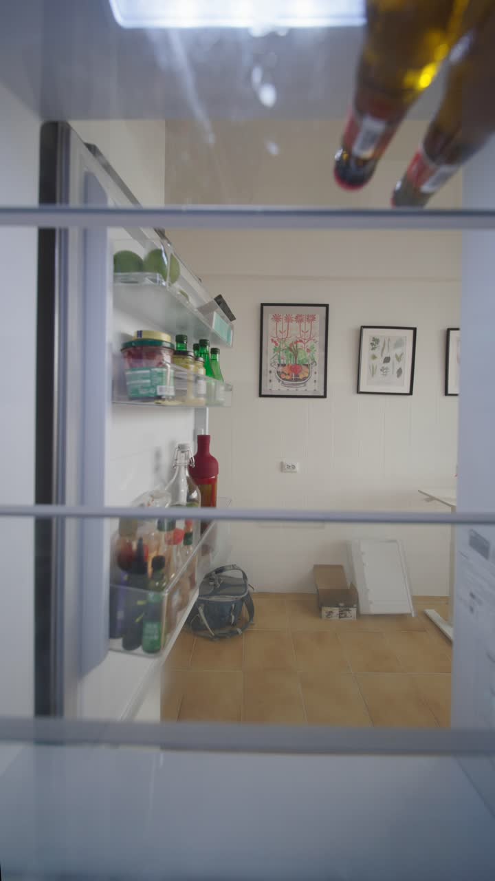 Woman reaching inside a refrigerator