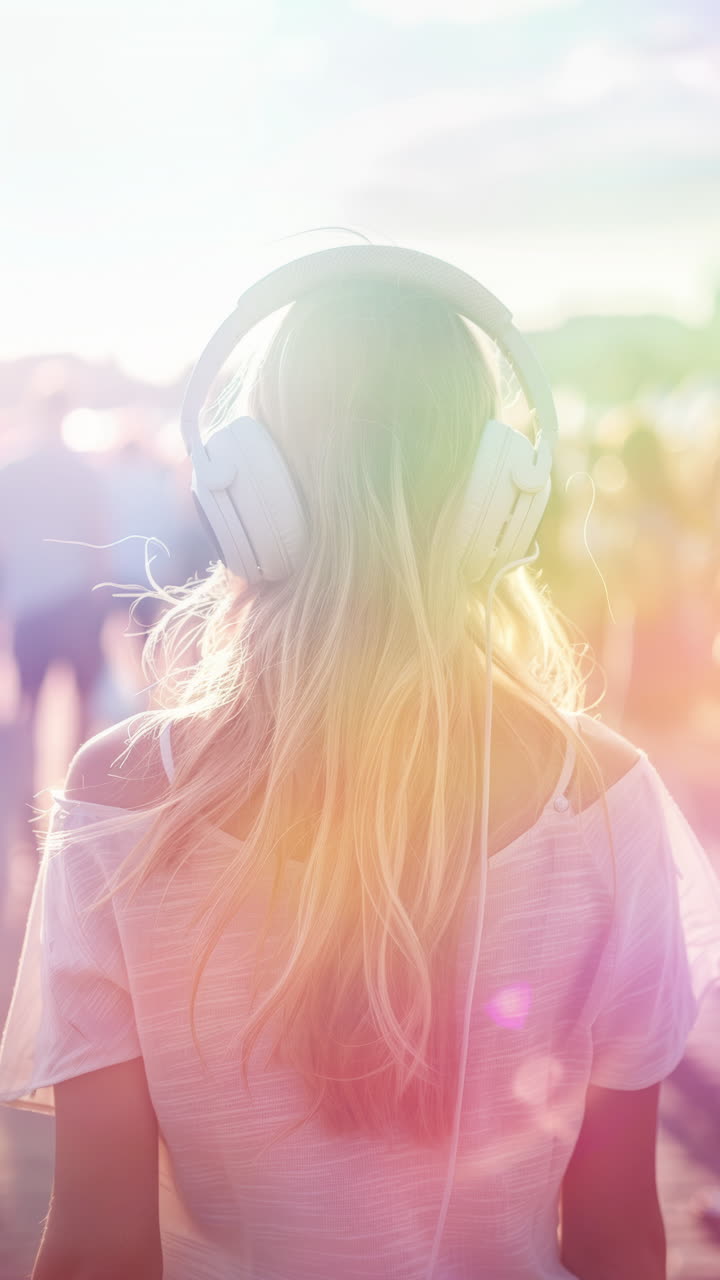 females with audio speakers and headphones made with AI