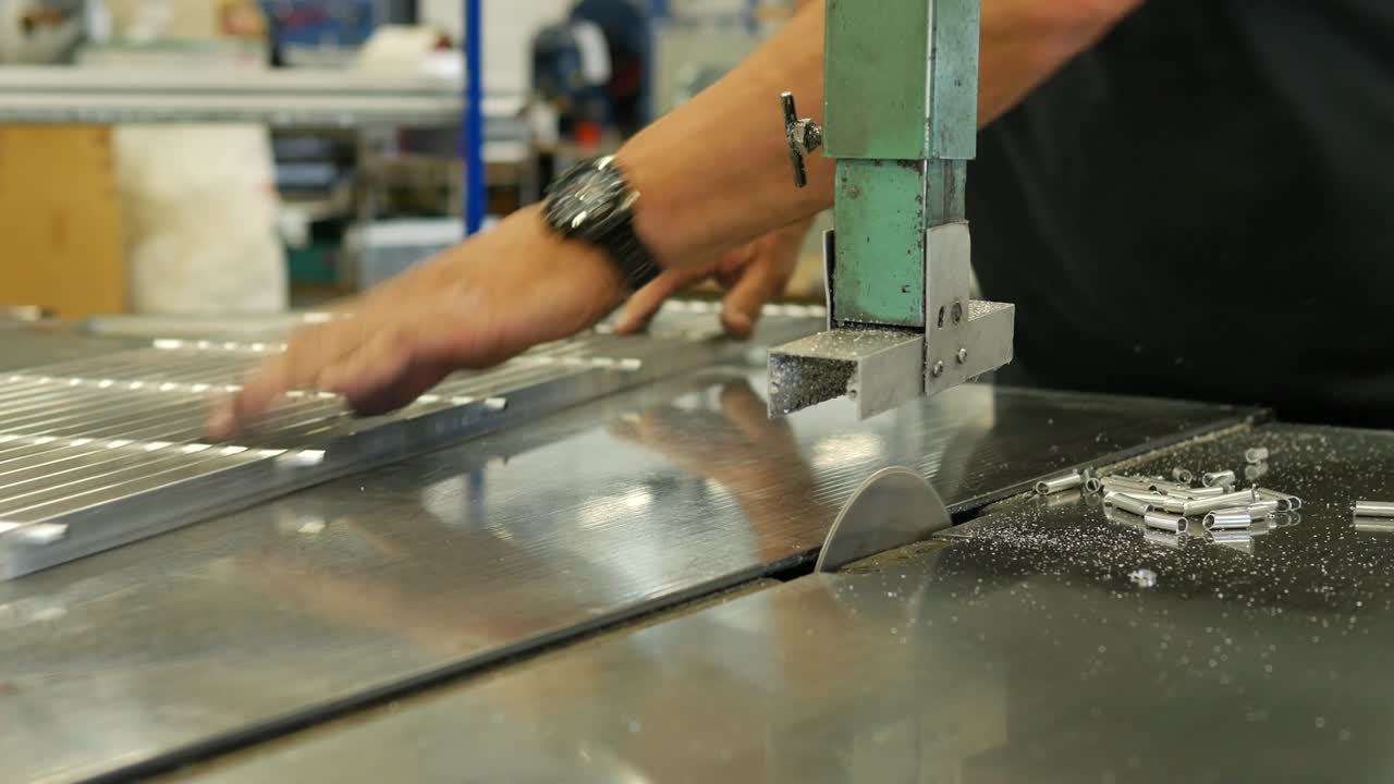Worker cutting metal cutting metal angle grinder