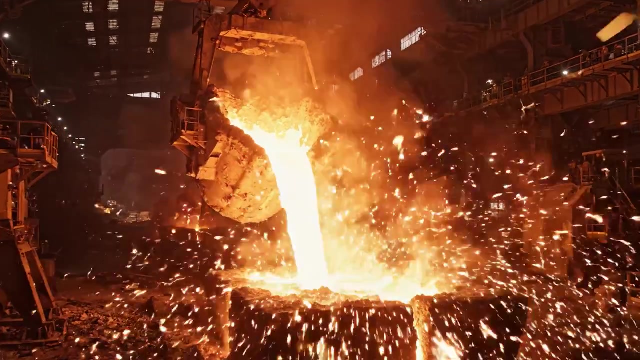 Coulée de métal en fusion dans une fonderie industrielle : Capturer la chaleur intense et l'énergie du moulage de métaux dans une installation de fabrication de haute technologie