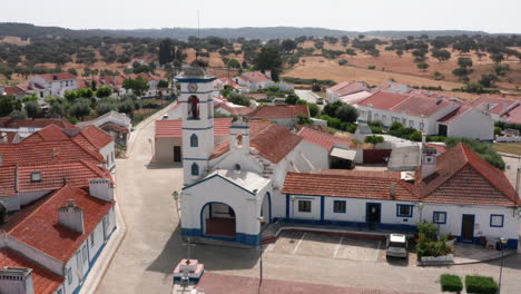 Aerial-Views-Of-Santa-Susana-Village,-Alentejo,-Portugal-3