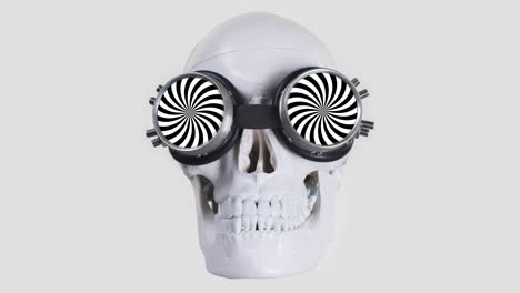 human skull with sunglasses