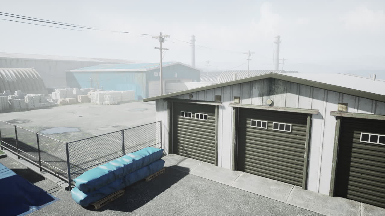 창고 건물이 있는 산업 구역