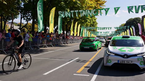 electric vehicle race in a city