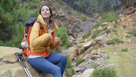 athletic young female backpacker