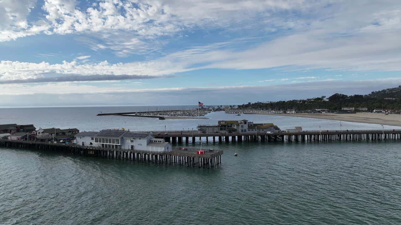 Santa Barbara California drone flight, view of the wharf