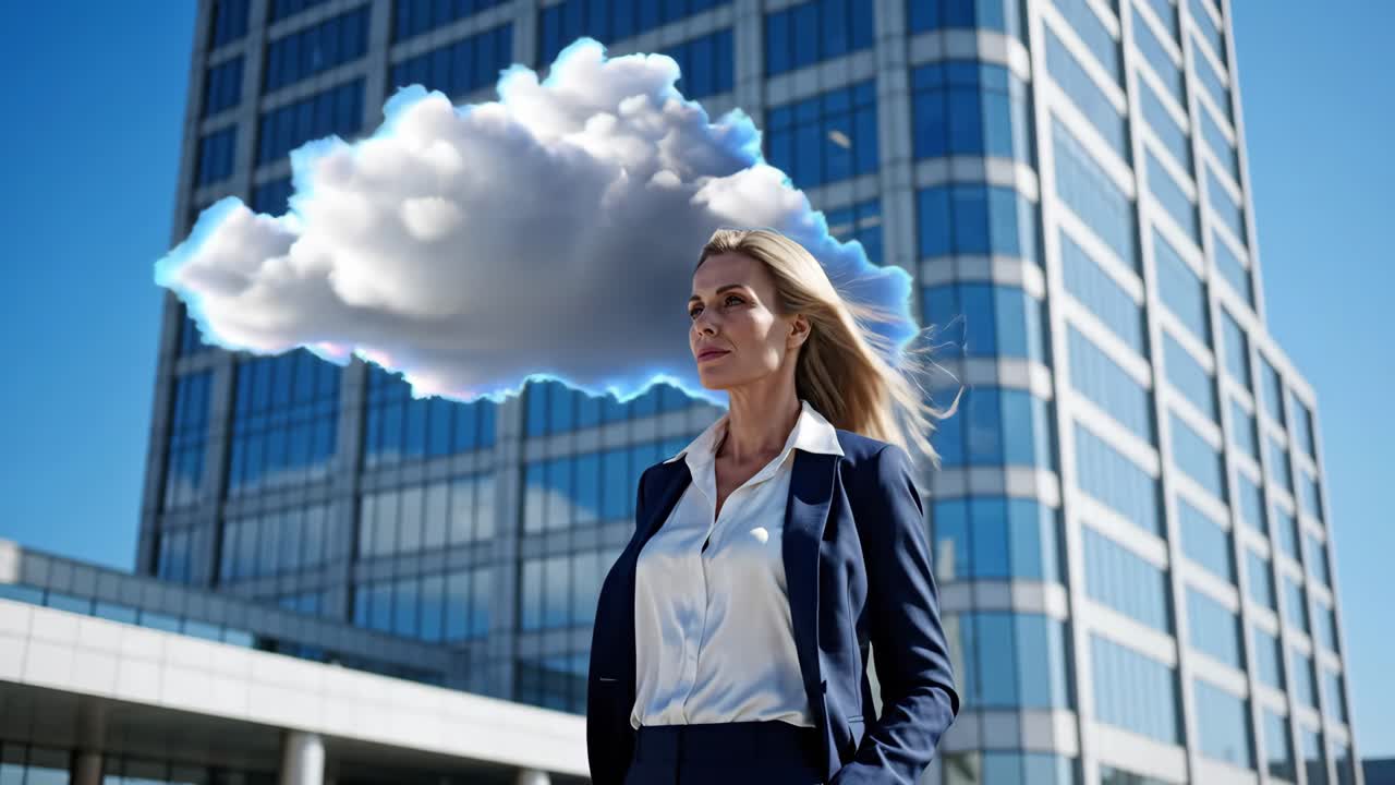Businesswoman with Cloud Computing Concept
