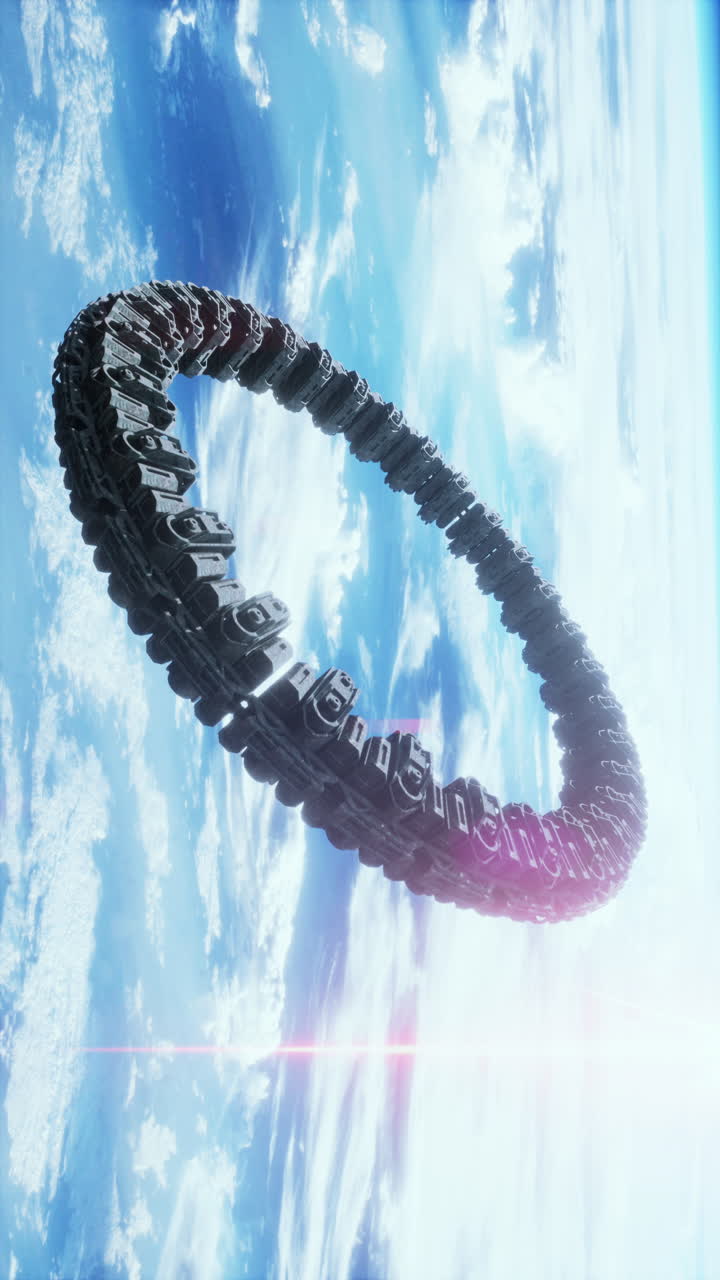 Ring-Shaped Spaceship Orbiting a Planet