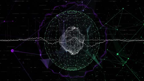 Globe of network of connection against black background