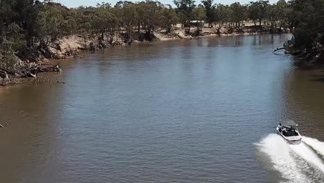 outdoor nature drone aerial over muddy australian river camping