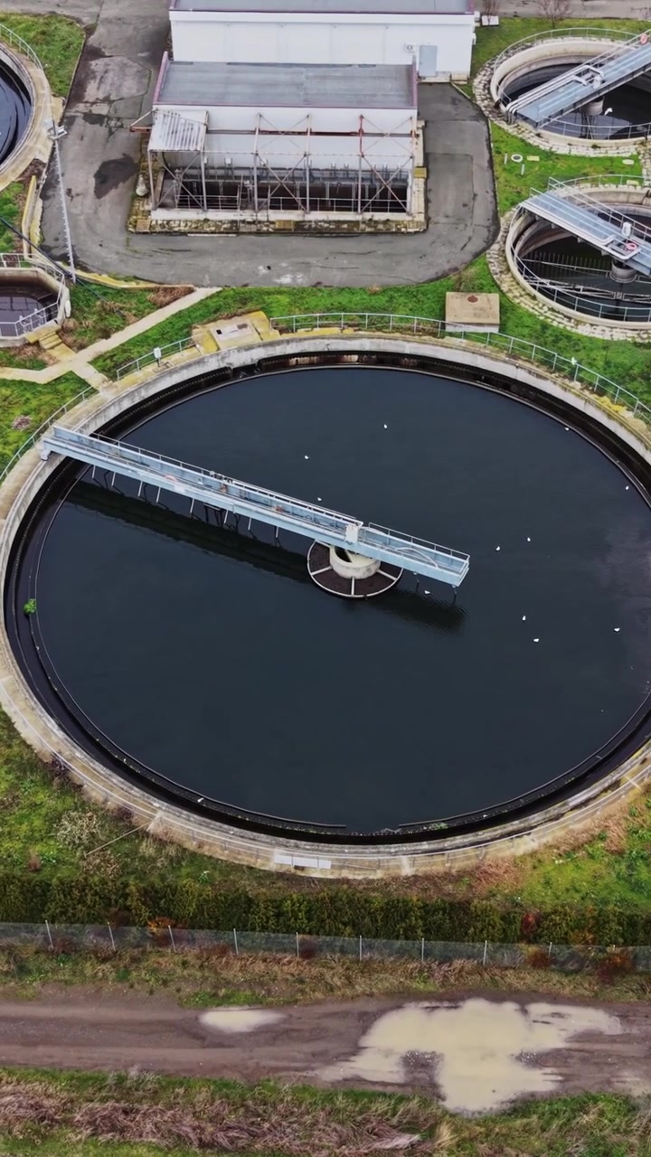 Aerial View of Industrial Water Treatment Plant Clarifier