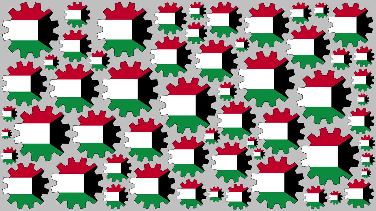 Kuwaiti flag gears spinning background