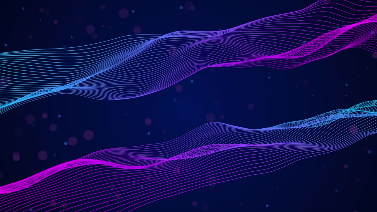 Abstract Digital Waves with Blue and Purple Glowing Lines
