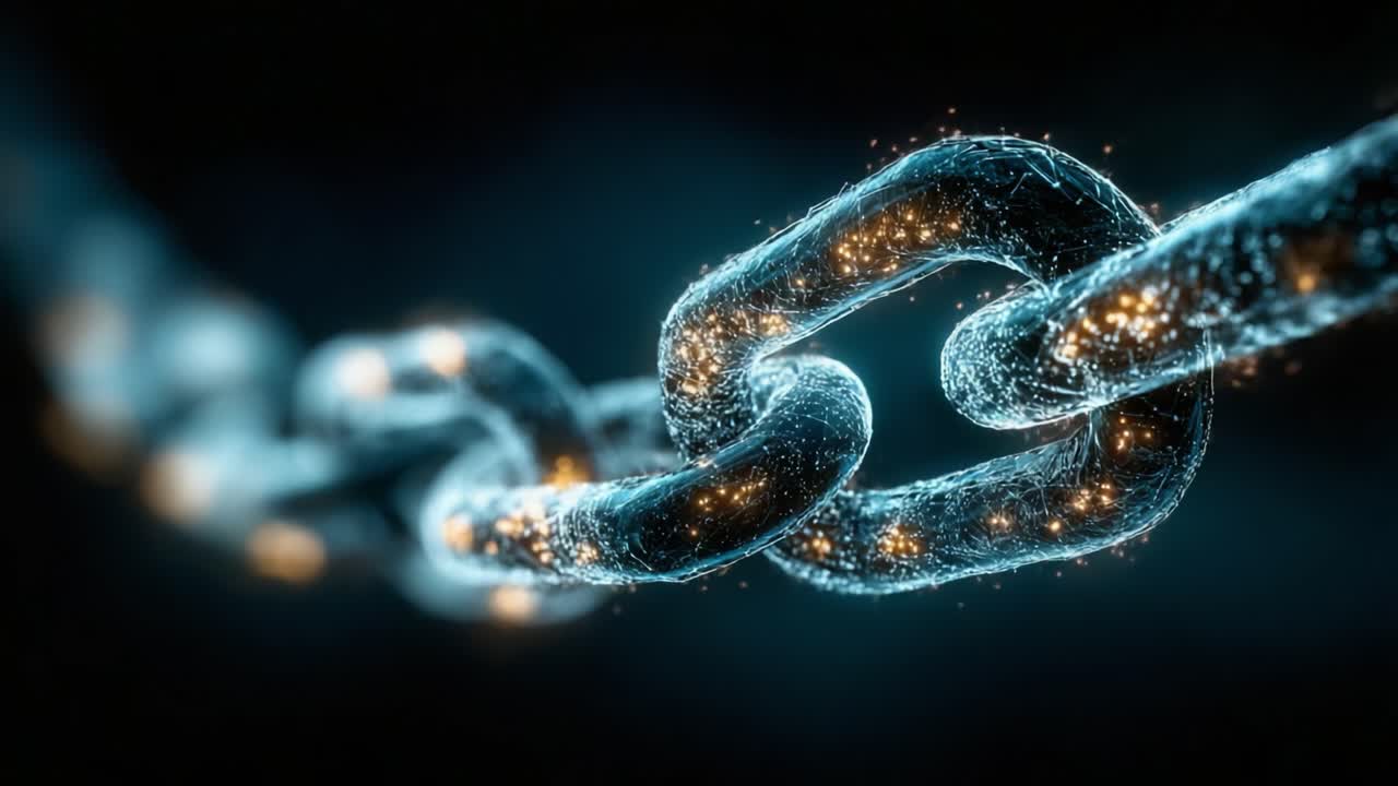 Close-Up View of a Shimmering Chain Link Showcasing Intricate Details and a Sparkling Surface, Emphasizing the Strength and Beauty of Metal Connections