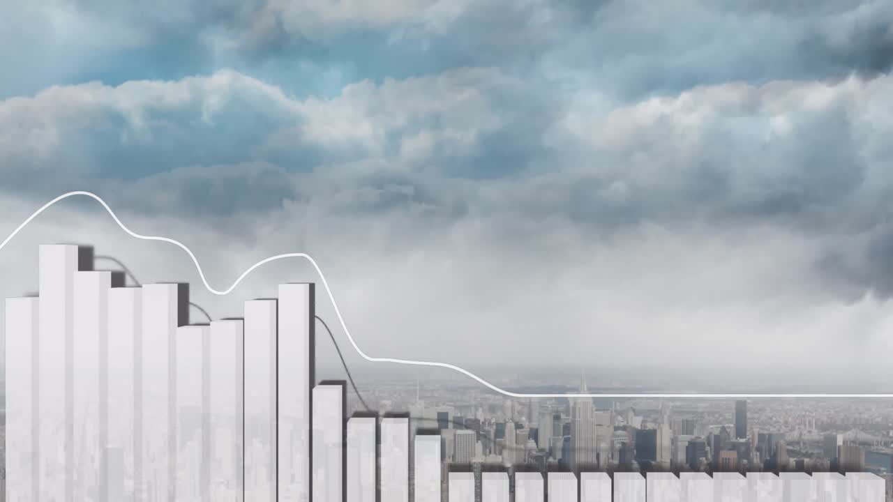 animación del procesamiento de datos sobre el paisaje urbano
