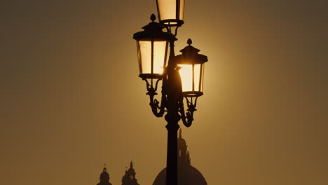 venetian lamp post at sunset
