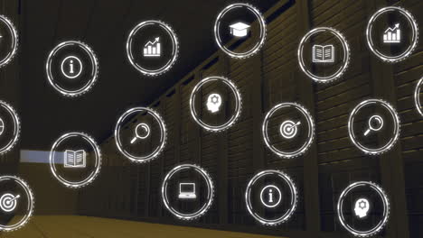 animación de iconos comerciales y procesamiento de datos digitales a través de servidores informáticos