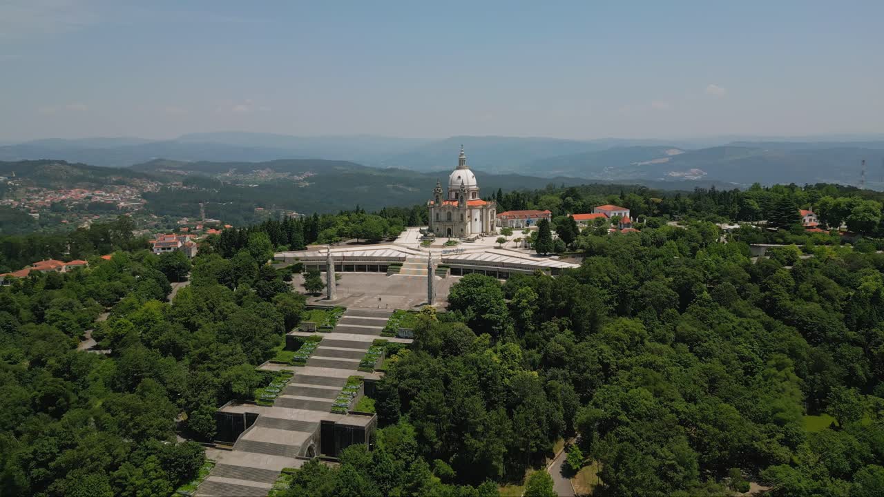 Sameiro Sanctuary with leading staircase and Braga's scenic backdrop