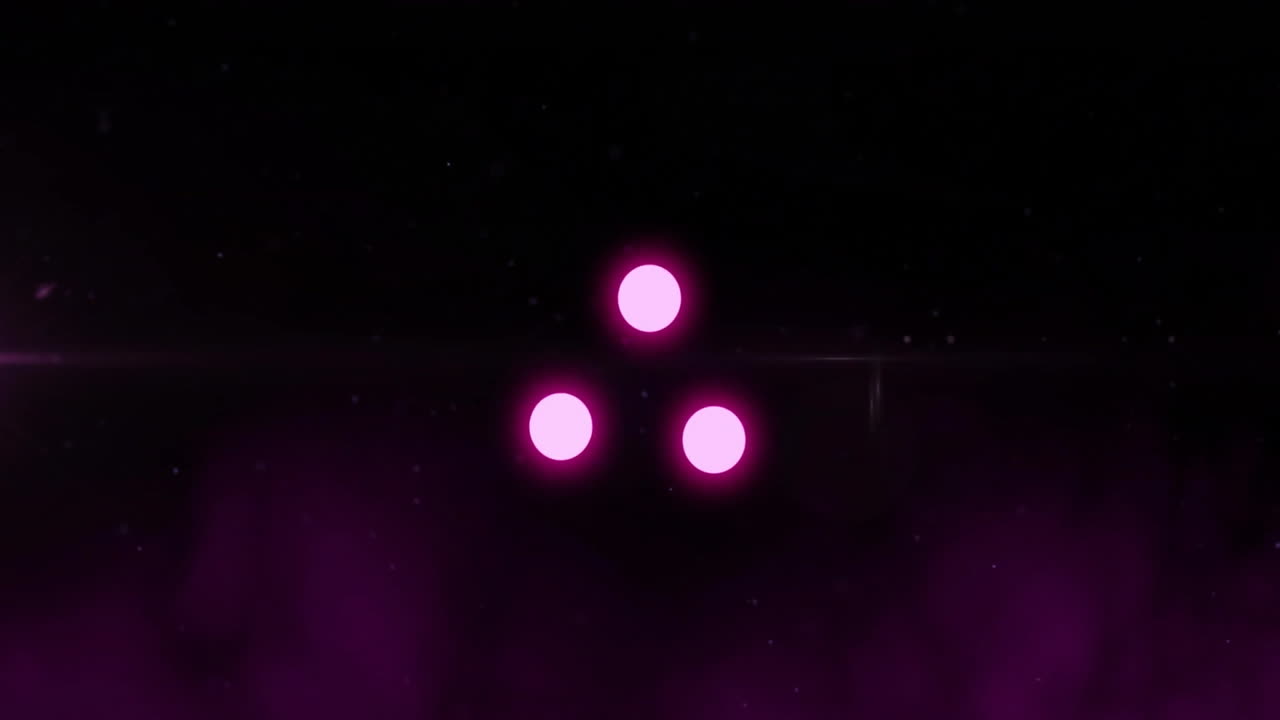 Glowing pink circles forming triangle on dark background in animation design